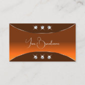 シルバーデコールスパークリーの宝石とシックなオレンジブラウン 名刺 (正面)