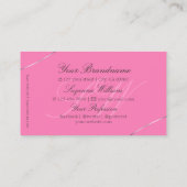 シルバーデコールダイヤモンドとモノグラムを使用したライトピンク 名刺 (裏面)