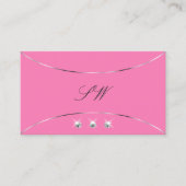 シルバーデコールダイヤモンドとモノグラムを使用したライトピンク 名刺 (正面)
