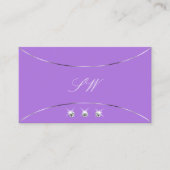 シルバーデコールダイヤモンドとモノグラムを持つラベンダー 名刺 (正面)