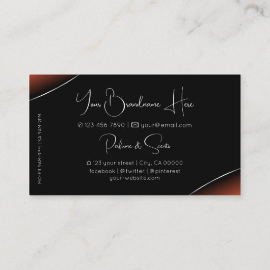 シルバーデコールダイヤモンドと写真とブラックオレンジ 名刺 (裏面)