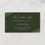 シルバーデコールダイヤモンドと写真を使用した森の緑 名刺 (裏面)