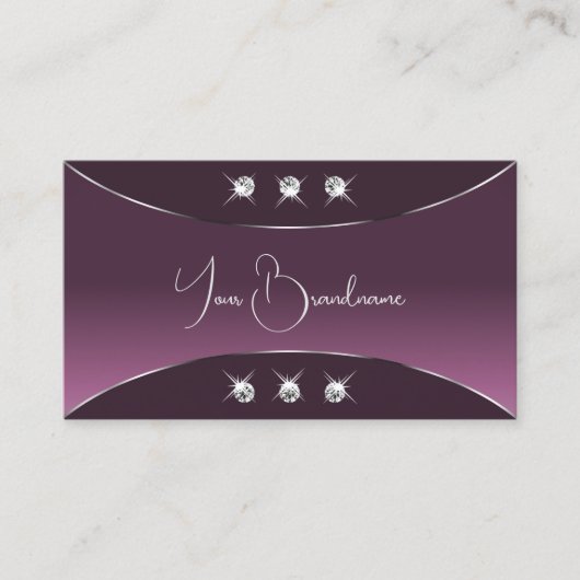 シルバーデコールダイヤモンドを使用したノーブルパープルきらめくズ 名刺 (正面)
