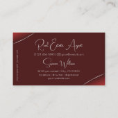 シルバーデコールダイヤモンド付きラグジュアリーレッドきらめく 名刺 (裏面)