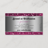 シルバーデコールピンクグリッタースパーキングスターズスタイリッシュ 名刺 (裏面)