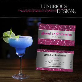 シルバーデコールピンクグリッタースパーキングスターズスタイリッシュ 名刺