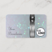 シルバーデコールライトブルーパールグリッターロゴジュエリー 名刺 (正面)