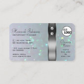 シルバーデコールライトブルーパールグリッターロゴジュエリー 名刺 (裏面)