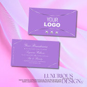 シルバーデコールラックスダイヤモンドとロゴ付きラベンダー 名刺