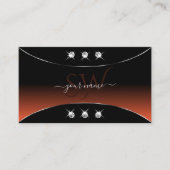 シルバーデコール宝石とモノグラムとブラックオレンジ 名刺 (正面)