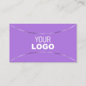 シルバーデコ縁どアとロゴ付きラベンダーモダン 名刺 (正面)