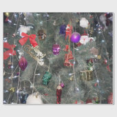 シルバーデザインクリスマスツリーの装飾 ラッピングペーパー (フラット)