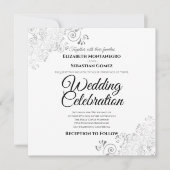 シルバーデリケートエレガントフィリ結婚グリー広場 招待状 (正面)