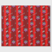 シルバートインデナー付きルクセレッドクリスマス ラッピングペーパー (フラット)