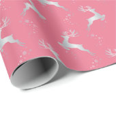 シルバートナエレガントーピンククリスマスホリデー ラッピングペーパー (ロールコーナー)