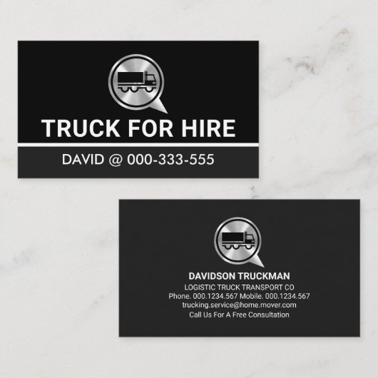 シルバートラックのスピーチボックストラック運転手 名刺 (正面/裏面)