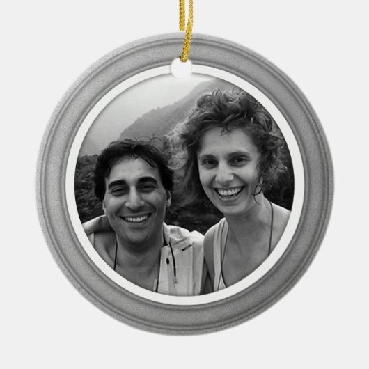 シルバートリム（白いベベル付き）フォトオーナメント セラミックオーナメント (正面)