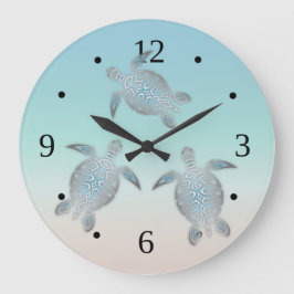 シルバートルズターコイズ海モダン海 ラージ壁時計