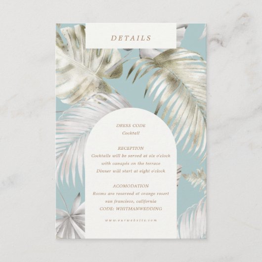 シルバートロピカルリーフ披露宴詳細 エンクロージャーカード (正面)