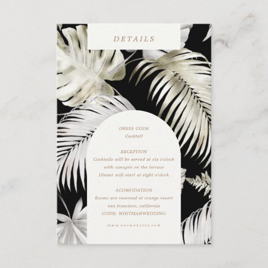 シルバートロピカルリーフ披露宴詳細 エンクロージャーカード (正面)