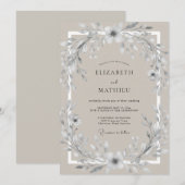 シルバートープのリースの結婚式 招待状 (正面/裏面)