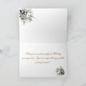 シルバートーンの背景のクリスマス花模様 シーズンカード (内部)