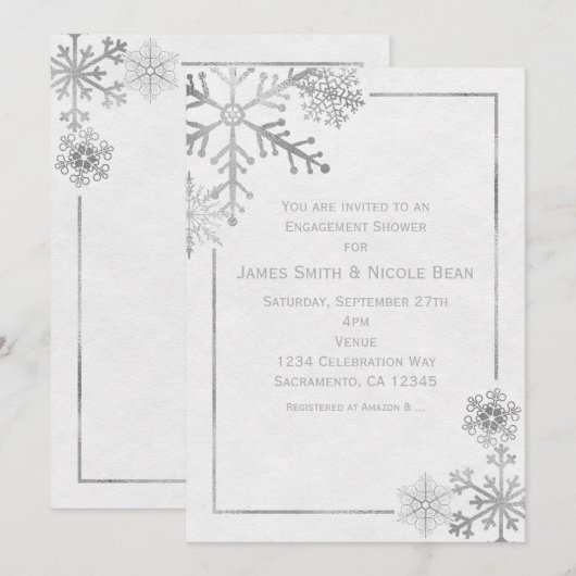 シルバートーンの雪の結晶 ホリデー ウィンター インビテーション (正面/裏面)