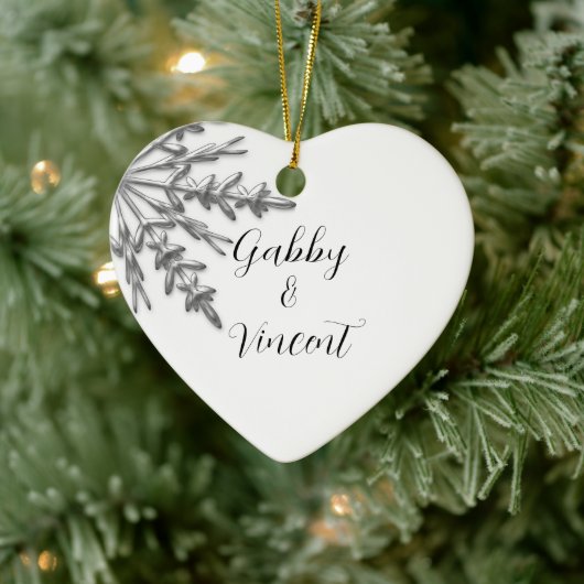 シルバートーンスノーフレーク冬の結婚式 セラミックオーナメント (ツリー)