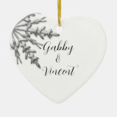シルバートーンスノーフレーク冬の結婚式 セラミックオーナメント (正面)