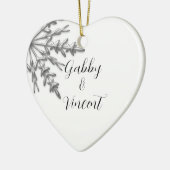 シルバートーンスノーフレーク冬の結婚式 セラミックオーナメント (左)