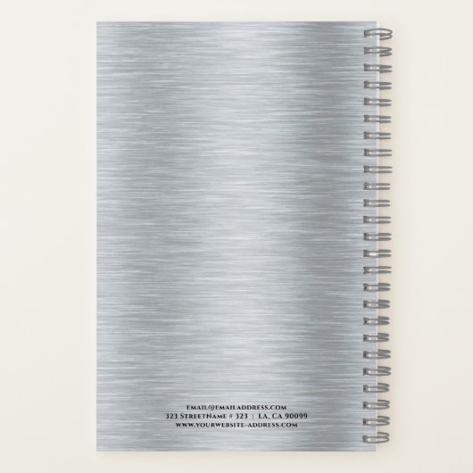シルバートーン金属ブラシ仕上げアルミニウムのテクスチャ ノートブック (裏面)