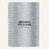 シルバートーン金属ブラシ仕上げアルミニウムのテクスチャ ノートブック (正面)