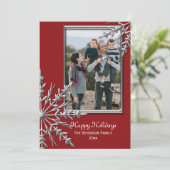 シルバートーン雪の赤いハッピー休日の写真 シーズンカード (スタンド正面)