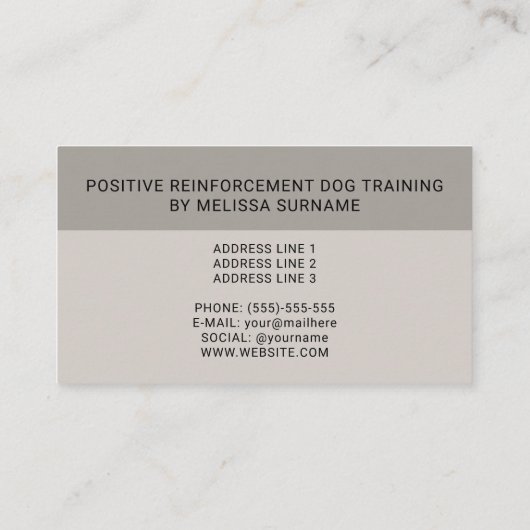 シルバードイツ羊飼い犬トレーナーペットサービス 名刺 (裏面)