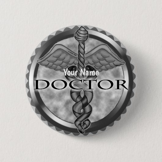 シルバードクターピンボタン 缶バッジ (正面)