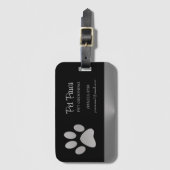 シルバードッグポーオンブラックペットグルーミングサービス ラゲッジタグ (正面縦)