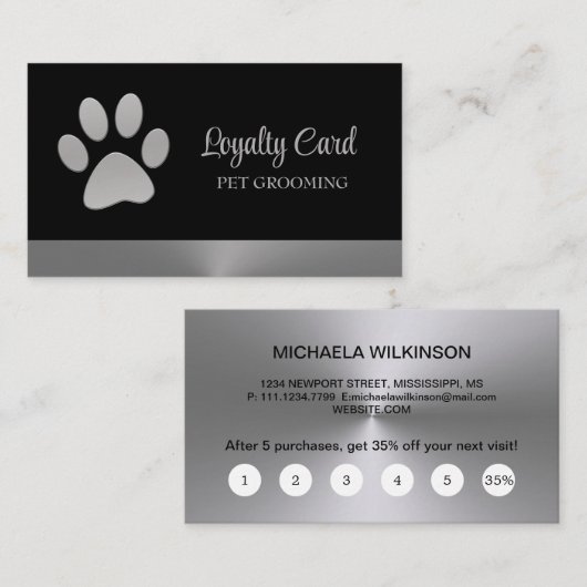 シルバードッグポーオンブラックペットグルーミングサービス ロイヤリティカード (正面/裏面)