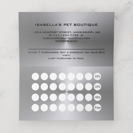 シルバードッグポーオンブラックペットグルーミングサービス ロイヤリティカード (内部開封)