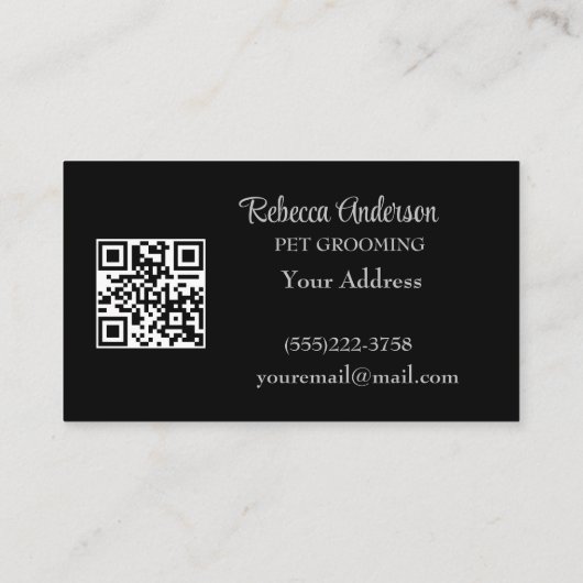 シルバードッグポーズブラック背景プリントパターンバス 名刺 (裏面)