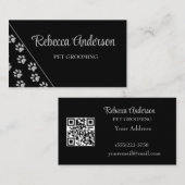 シルバードッグポーズブラック背景プリントパターンバス 名刺 (正面/裏面)