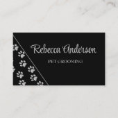 シルバードッグポーズブラック背景プリントパターンバス 名刺 (正面)