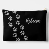 シルバードッグポーズブラック背景プリントパターン アクセサリーポーチ (裏面)