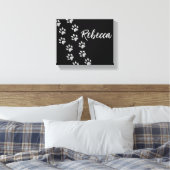 シルバードッグポーズブラック背景プリントパターン キャンバスプリント (インサイチュ (寝室))