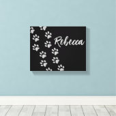 シルバードッグポーズブラック背景プリントパターン キャンバスプリント (インサイチュ (ウッドフロア))