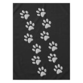 シルバードッグポーズブラック背景プリントパターン テーブルクロス (正面)