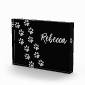 シルバードッグポーズブラック背景プリントパターン フォトブロック (右)