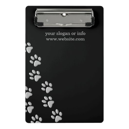 シルバードッグポーズブラック背景プリントパターン ミニクリップボード (正面)