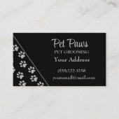 シルバードッグポーズブラック背景プリントパターン 名刺 (正面)