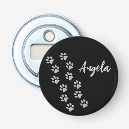 シルバードッグポーズブラック背景プリントパターン 栓抜き