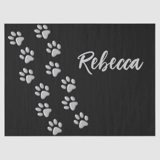 シルバードッグポーズブラック背景プリントパターン 薄葉紙 (正面)